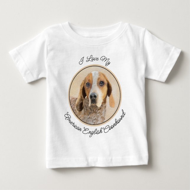 American English Coonhound Painting - Dog Art Baby Baby T-Shirt (Front)