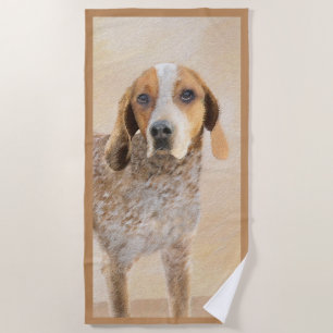 American English Coonhound Painting - Dog Art Beach Towel