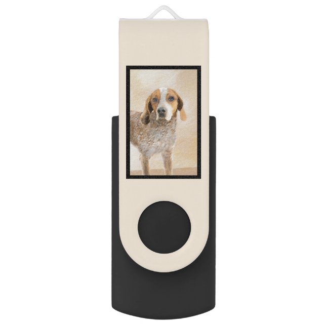 American English Coonhound Painting - Dog Art Flash Drive (Back (Vertical))