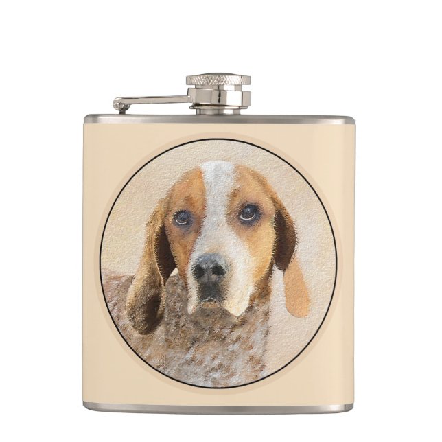 American English Coonhound Painting - Dog Art Flask (Front)