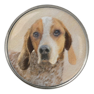 American English Coonhound Painting - Dog Art Golf Ball Marker