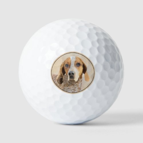 American English Coonhound Painting _ Dog Art Golf Balls