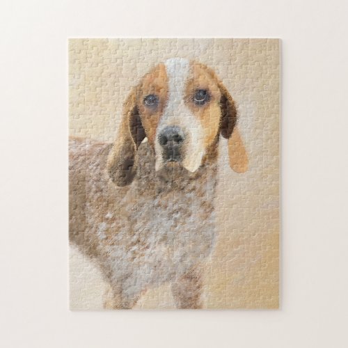 American English Coonhound Painting _ Dog Art Jigsaw Puzzle