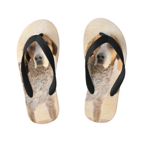 American English Coonhound Painting _ Dog Art Kids Flip Flops