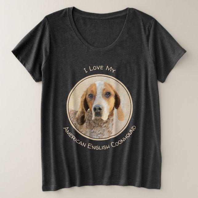 American English Coonhound Painting - Dog Art Plus Size T-Shirt (Design Front)