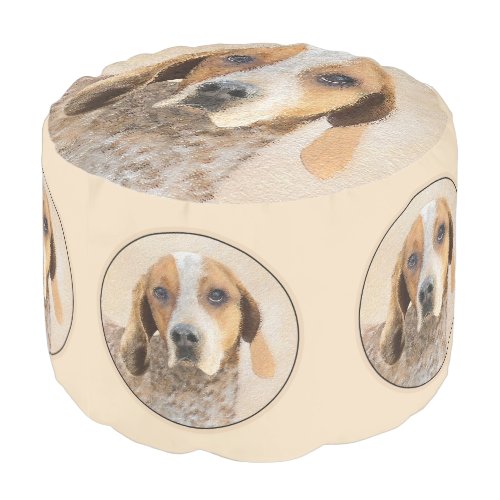 American English Coonhound Painting _ Dog Art Pouf
