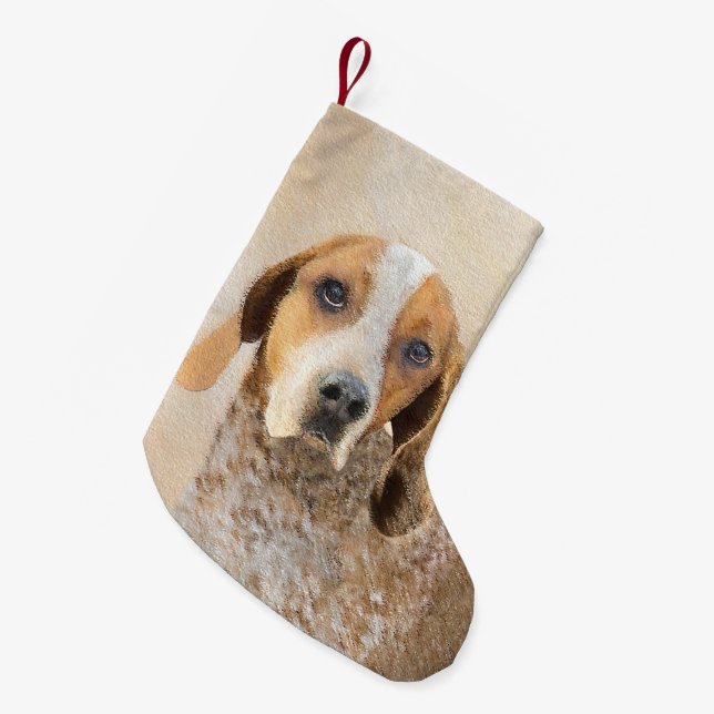 American English Coonhound Painting - Dog Art Small Christmas Stocking (Front (Hanging))