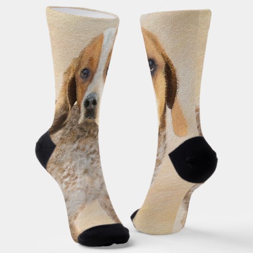 American English Coonhound Painting _ Dog Art Socks
