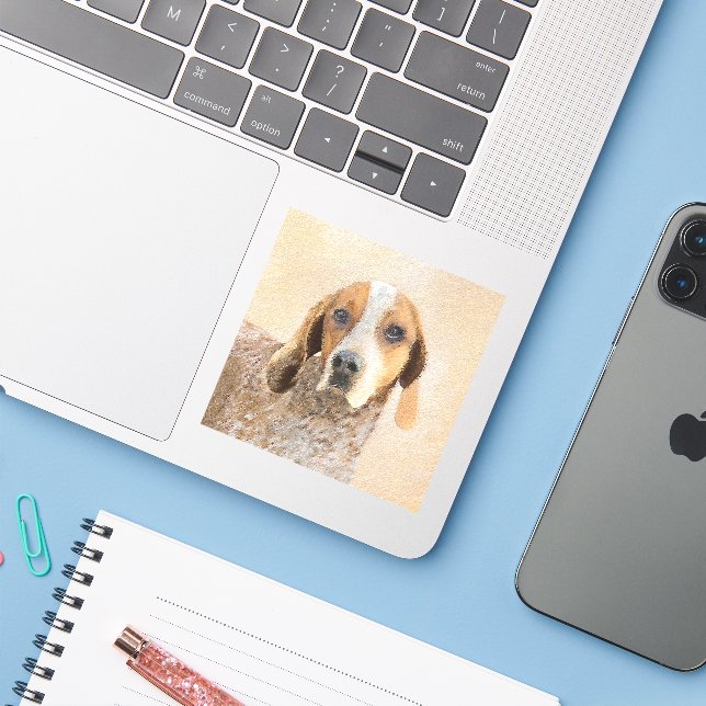 American English Coonhound Painting - Dog Art Sticker (Laptop w/ iPhone)