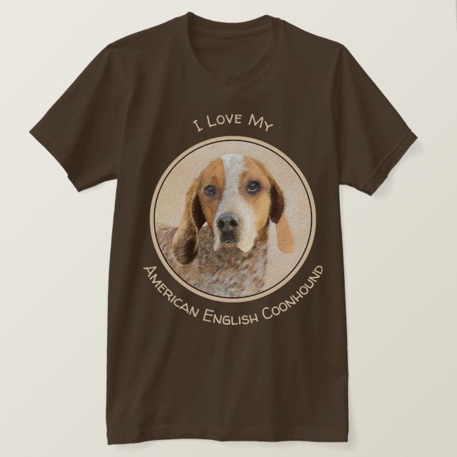 American English Coonhound Painting - Dog Art T-Shirt (Design Front)