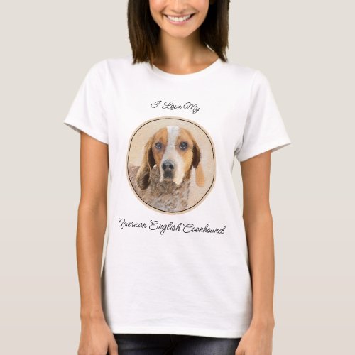 American English Coonhound Painting _ Dog Art T_Shirt