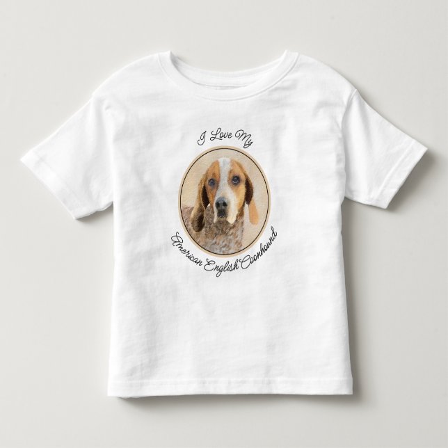 American English Coonhound Painting - Dog Art Toddler T-shirt (Front)