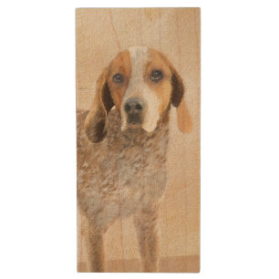 American English Coonhound Painting - Dog Art Wood Flash Drive