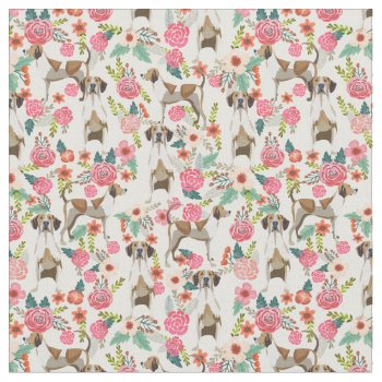 American English Coonhound Vintage Florals Fabric by FriendlyPets at Zazzle