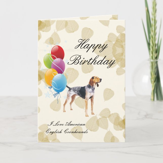 American English Coonhound with Tan Leaves Card (Front)