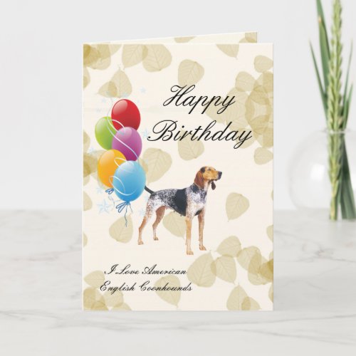 American English Coonhound with Tan Leaves Card