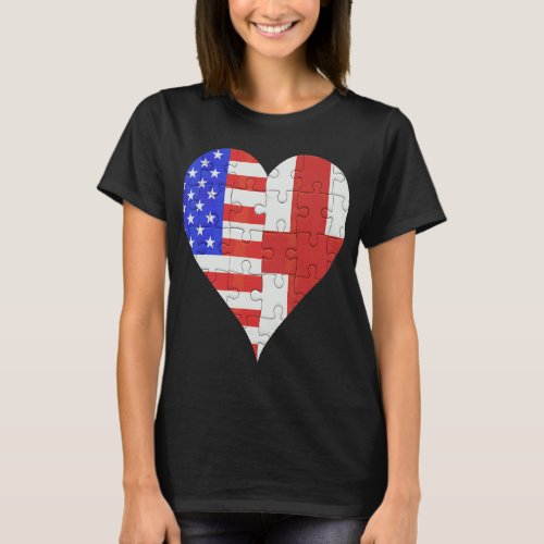 American English Flag Heart  T_Shirt