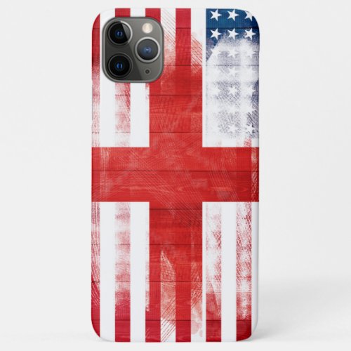 American English Flag  Wood Grain  Paintstrokes iPhone 11 Pro Max Case