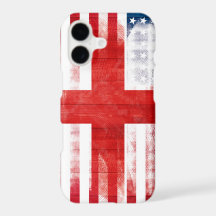 American English Flag | Wood Grain & Paintstrokes