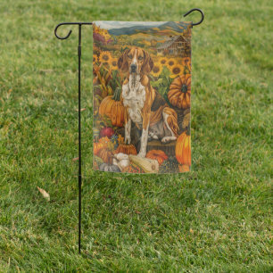 American English Foxhound Autumn Harvest Garden Flag