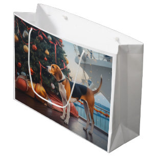 American English Foxhound Christmas Cruise Holiday Large Gift Bag