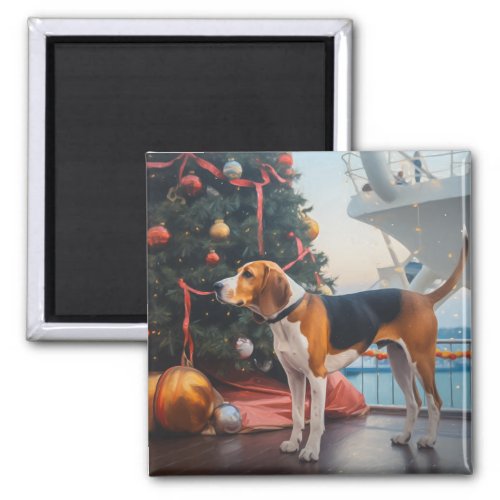 American English Foxhound Christmas Cruise Holiday Magnet