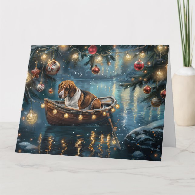 American English Foxhound Christmas Festive Voyage Card (Front)