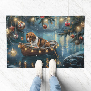 American English Foxhound Christmas Festive Voyage Doormat