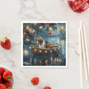 American English Foxhound Christmas Festive Voyage Napkins