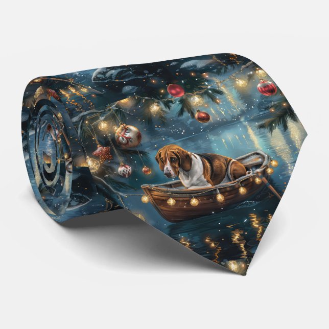 American English Foxhound Christmas Festive Voyage Neck Tie (Rolled)