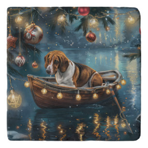 American English Foxhound Christmas Festive Voyage Trivet
