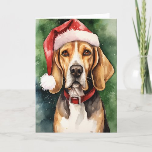American English Foxhound Christmas Thank You Card