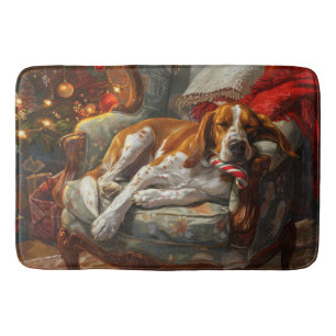 American English Foxhound Dog Christmas Festive Bath Mat