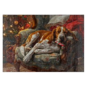 American English Foxhound Dog Christmas Festive Cutting Board
