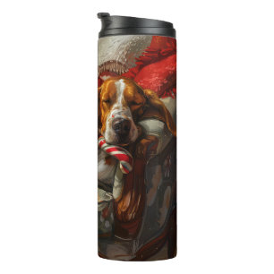 American English Foxhound Dog Christmas Festive Thermal Tumbler