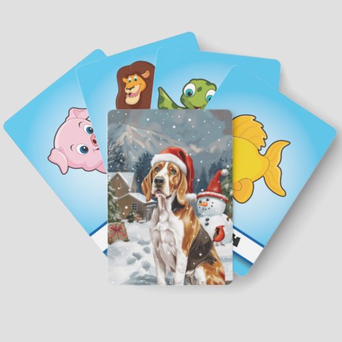 American English Foxhound Dog Winter Christmas Joy Matching Game Cards