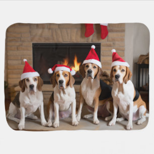 American English Foxhound Fireplace Christmas Baby Blanket