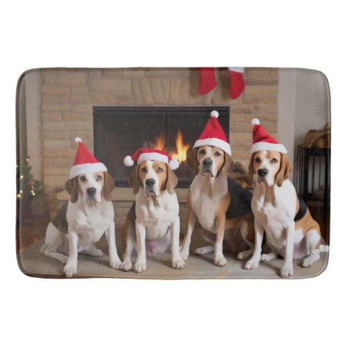 American English Foxhound Fireplace Christmas Bath Mat