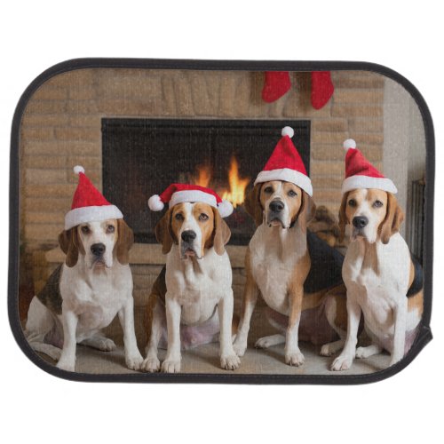 American English Foxhound Fireplace Christmas Car Floor Mat