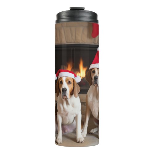 American English Foxhound Fireplace Christmas Thermal Tumbler