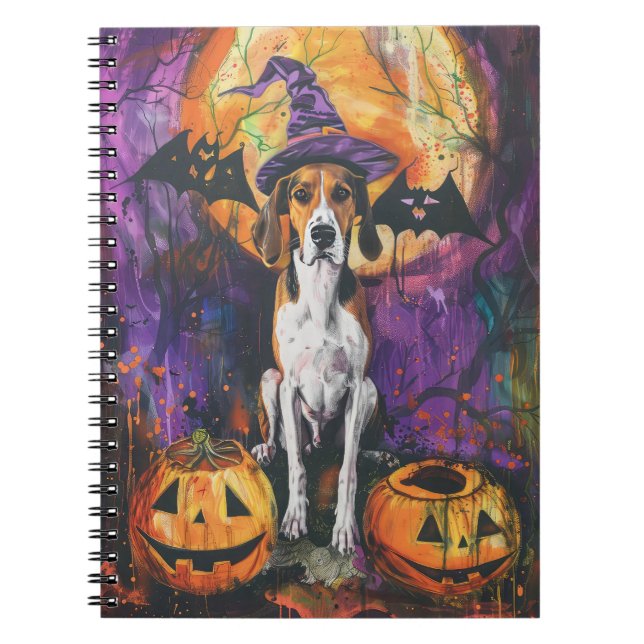 American English Foxhound Halloween Pumpkin  Notebook (Front)