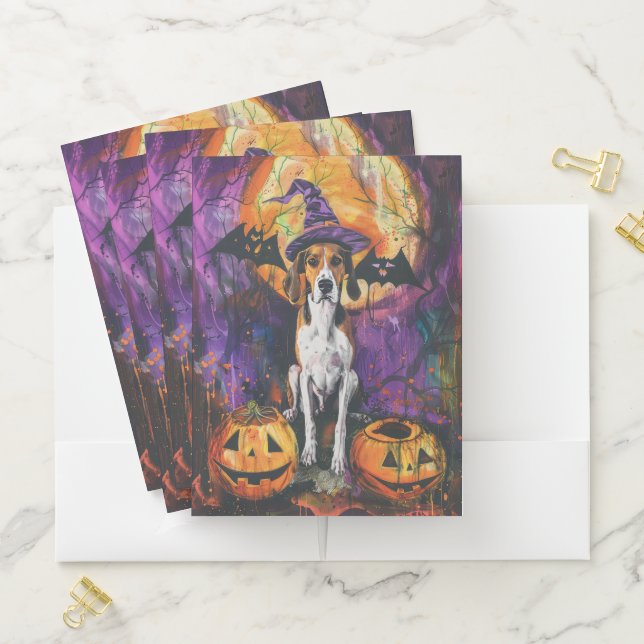 American English Foxhound Halloween Pumpkin  Pocket Folder (In Situ)