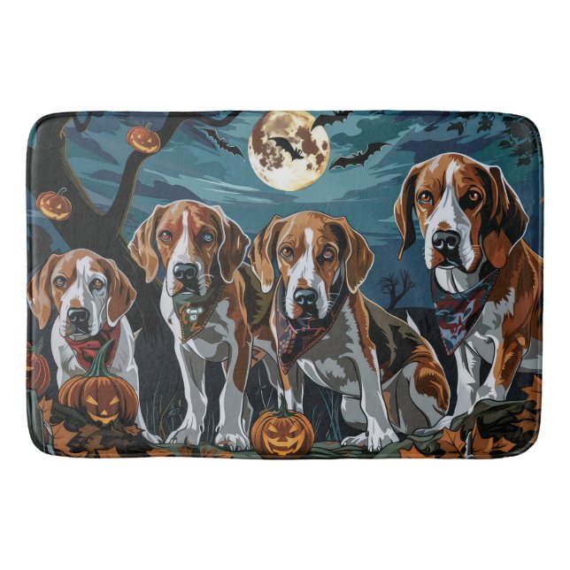 American English Foxhound Halloween Spooky  Bath Mat (Front)