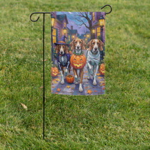 American English Foxhound In Halloween Costumes Garden Flag