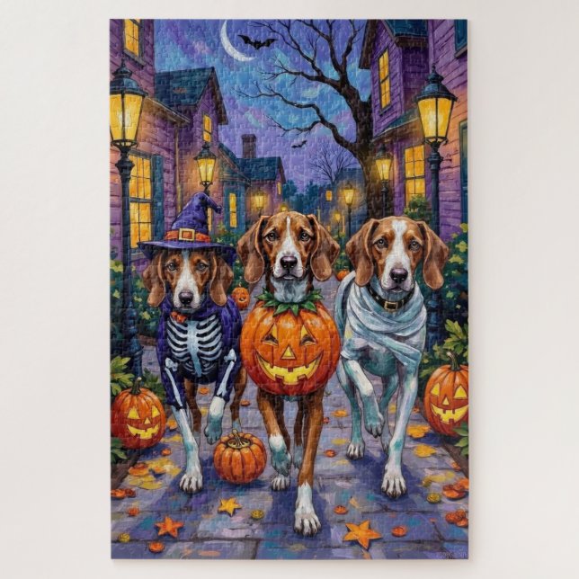 American English Foxhound In Halloween Costumes Jigsaw Puzzle (Vertical)