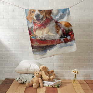 American English Foxhound in Sledge Christmas Baby Blanket