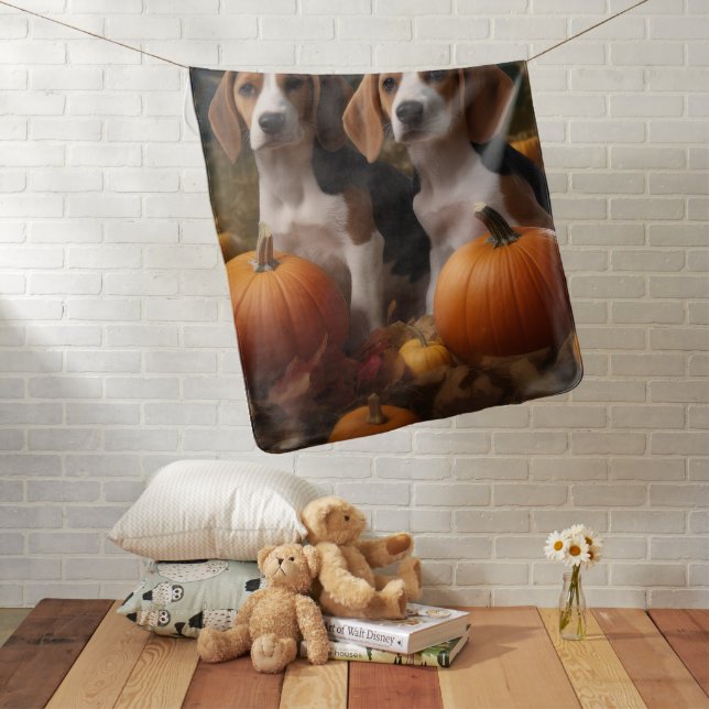 American English Foxhound Puppy Autumn Delight Baby Blanket (In Situ)