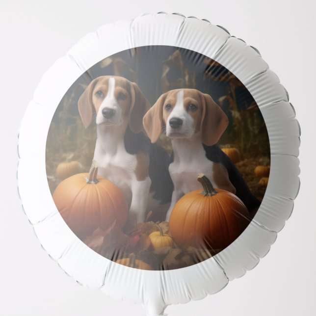 American English Foxhound Puppy Autumn Delight Balloon (Front)