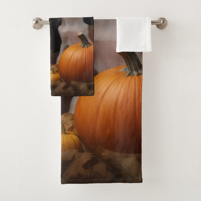 American English Foxhound Puppy Autumn Delight Bath Towel Set (Insitu)