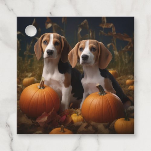 American English Foxhound Puppy Autumn Delight Favor Tags